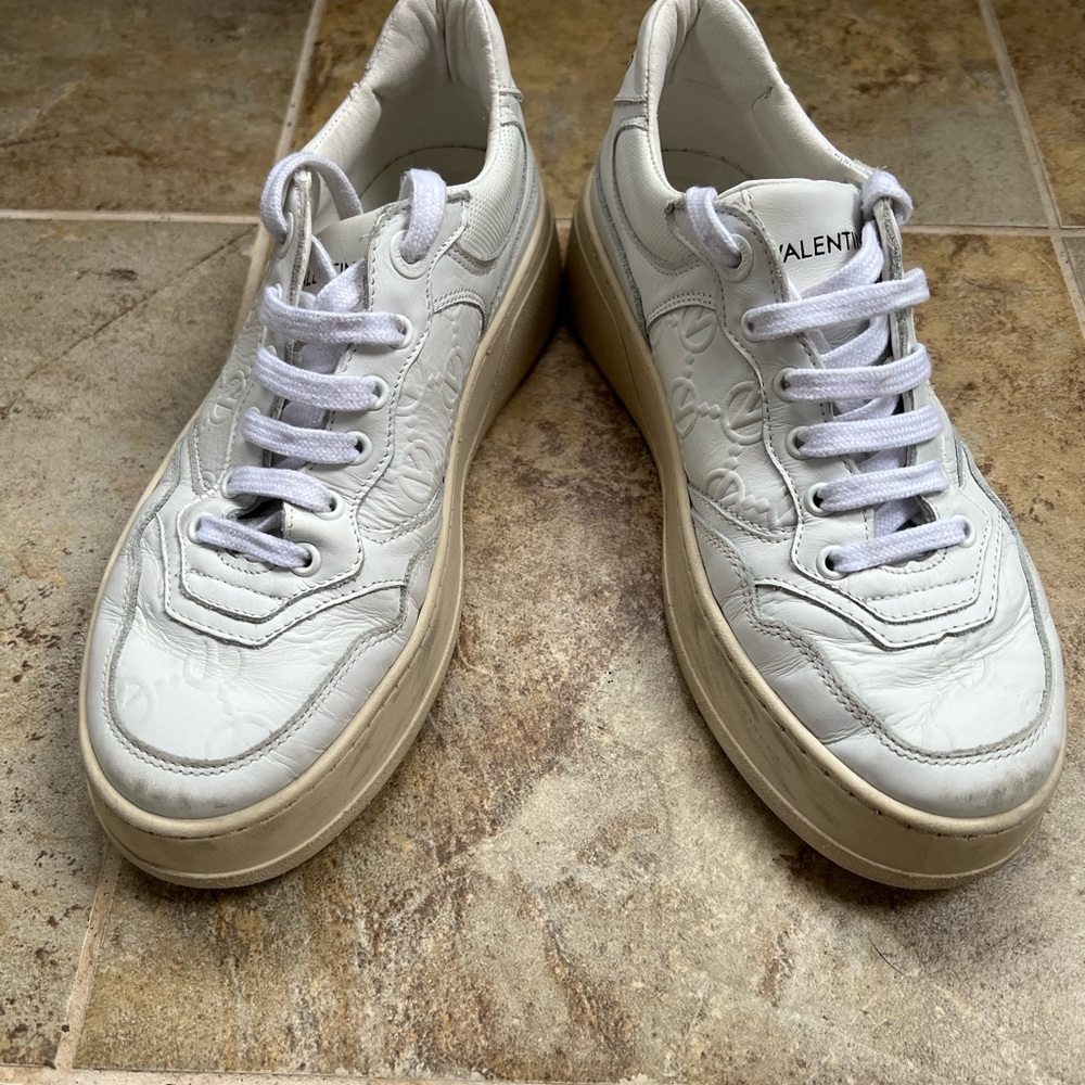 Valentino White Embossed Sneakers